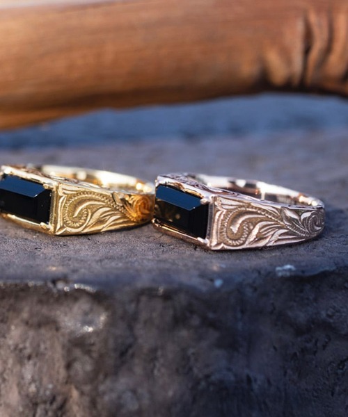 Onyx ring/【ハワイアンジュエリー】【サージカルステンレス】【金属