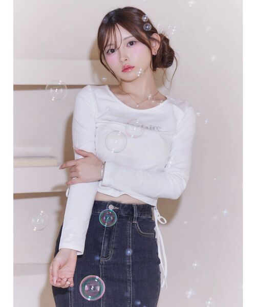 EATME（イートミー）の「【marie claire×EATME】キラキラストーンロゴTシャツ（Tシャツ/カットソー・レディース・ブラック/ピンク/オフホワイト・FREE）」の6枚目の写真