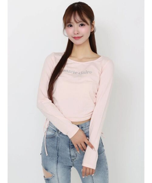 EATME（イートミー）の「【marie claire×EATME】キラキラストーンロゴTシャツ（Tシャツ/カットソー・レディース・ブラック/ピンク/オフホワイト・FREE）」の10枚目の写真