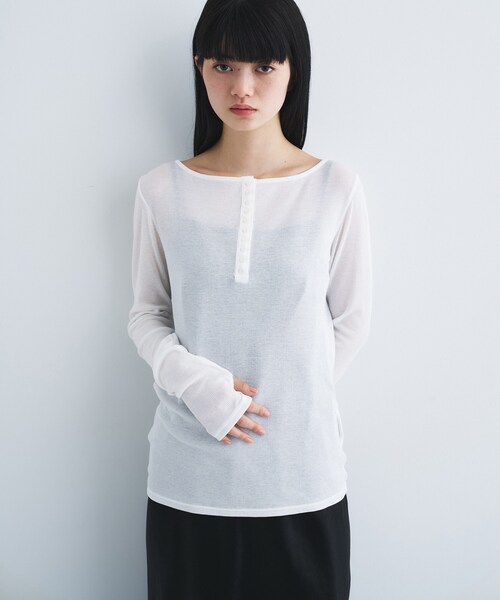 CODE A（コードエー）の「henry long sleeve（Tシャツ/カットソー・レディース・グレー/ホワイト/ライトイエロー系・00）」の8枚目の写真