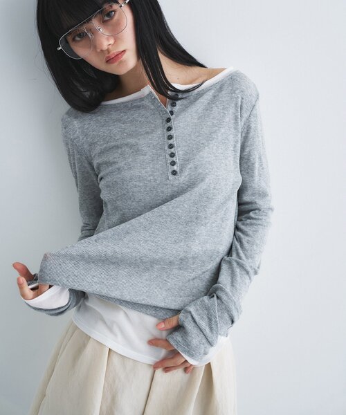 CODE A（コードエー）の「henry long sleeve（Tシャツ/カットソー・レディース・グレー/ホワイト/ライトイエロー系・00）」の9枚目の写真