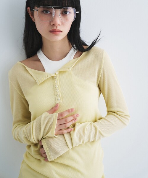 CODE A（コードエー）の「henry long sleeve（Tシャツ/カットソー・レディース・グレー/ホワイト/ライトイエロー系・00）」の13枚目の写真