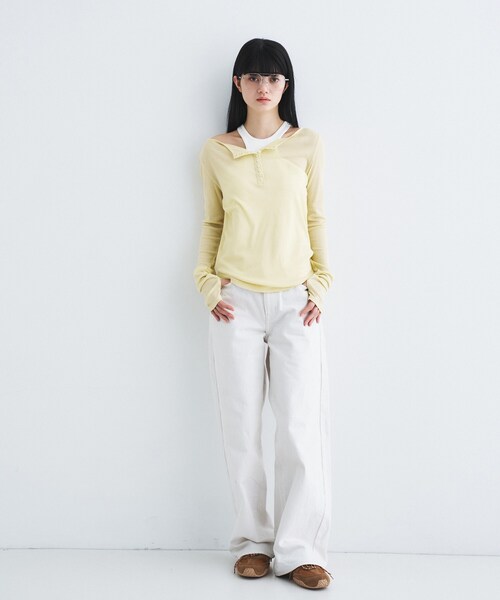 CODE A（コードエー）の「henry long sleeve（Tシャツ/カットソー・レディース・グレー/ホワイト/ライトイエロー系・00）」の15枚目の写真