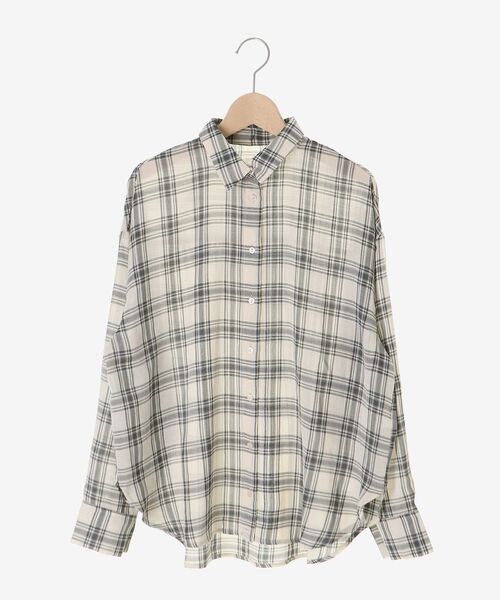 le.coeur blanc（ルクールブラン）の「シアーチェックオーバーシャツ（シャツ/ブラウス・レディース・ホワイト系その他/ブルー系その他4・38）」の5枚目の写真