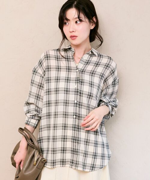 le.coeur blanc（ルクールブラン）の「シアーチェックオーバーシャツ（シャツ/ブラウス・レディース・ホワイト系その他/ブルー系その他4・38）」の8枚目の写真