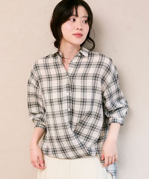 le.coeur blanc（ルクールブラン）の「シアーチェックオーバーシャツ（シャツ/ブラウス・レディース・ホワイト系その他/ブルー系その他4・38）」の9枚目の写真