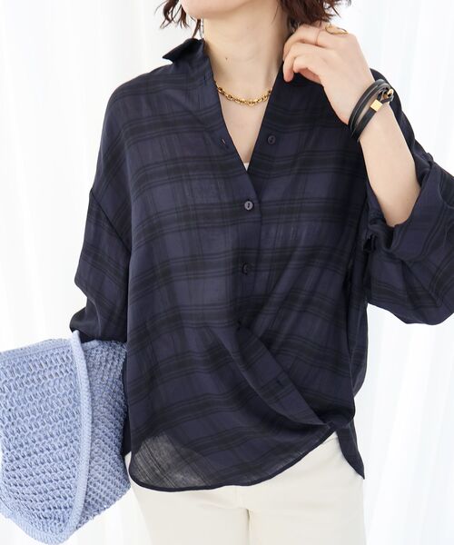 le.coeur blanc（ルクールブラン）の「シアーチェックオーバーシャツ（シャツ/ブラウス・レディース・ホワイト系その他/ブルー系その他4・38）」の20枚目の写真