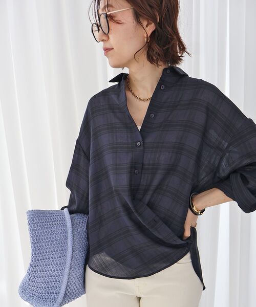 le.coeur blanc（ルクールブラン）の「シアーチェックオーバーシャツ（シャツ/ブラウス・レディース・ホワイト系その他/ブルー系その他4・38）」の21枚目の写真