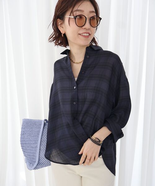 le.coeur blanc（ルクールブラン）の「シアーチェックオーバーシャツ（シャツ/ブラウス・レディース・ホワイト系その他/ブルー系その他4・38）」の22枚目の写真