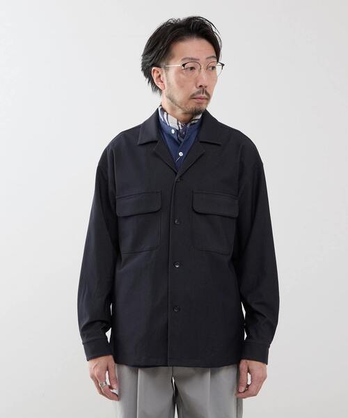 MEN'S MELROSE（メンズメルローズ）の「デニムルックトリコットシャツジャケット（カバーオール・メンズ・ブラック/ネイビー・4/3/2）」の3枚目の写真