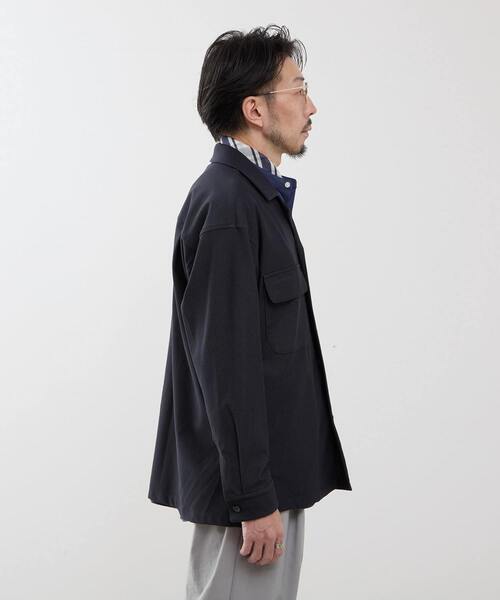 MEN'S MELROSE（メンズメルローズ）の「デニムルックトリコットシャツジャケット（カバーオール・メンズ・ブラック/ネイビー・4/3/2）」の6枚目の写真
