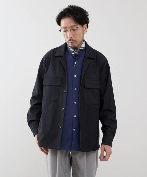 MEN'S MELROSE（メンズメルローズ）の「デニムルックトリコットシャツジャケット（カバーオール・メンズ・ブラック/ネイビー・4/3/2）」の13枚目の写真