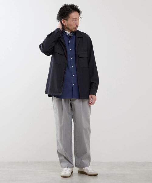 MEN'S MELROSE（メンズメルローズ）の「デニムルックトリコットシャツジャケット（カバーオール・メンズ・ブラック/ネイビー・4/3/2）」の16枚目の写真