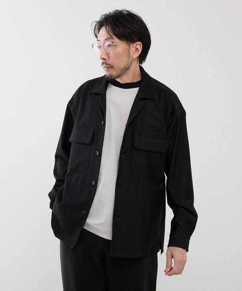 MEN'S MELROSE（メンズメルローズ）の「デニムルックトリコットシャツジャケット（カバーオール・メンズ・ブラック/ネイビー・4/3/2）」の17枚目の写真