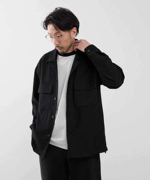 MEN'S MELROSE（メンズメルローズ）の「デニムルックトリコットシャツジャケット（カバーオール・メンズ・ブラック/ネイビー・4/3/2）」の18枚目の写真