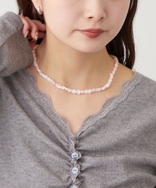 mystic（ミスティック）の「パールストーンネックレス（ネックレス・レディース・アイボリー/ピンク・ONE SIZE）」の6枚目の写真