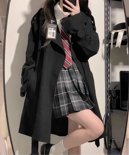 AMAJI(アマジ)の「ベーシックダブルトレンチコート(トレンチコート・レディース・ブラック/カーキ・SMALL/X-LARGE/LARGE/MEDIUM)」の1枚目の写真