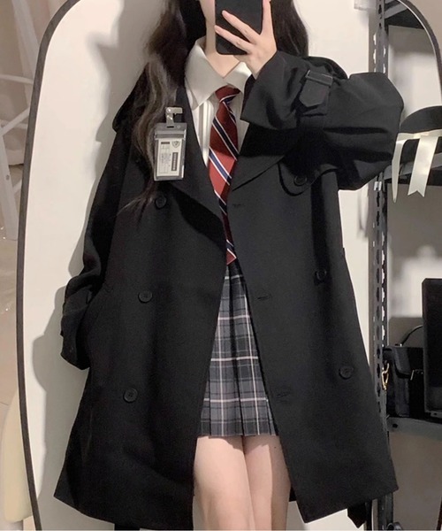 AMAJI(アマジ)の「ベーシックダブルトレンチコート(トレンチコート・レディース・ブラック/カーキ・SMALL/X-LARGE/LARGE/MEDIUM)」の5枚目の写真