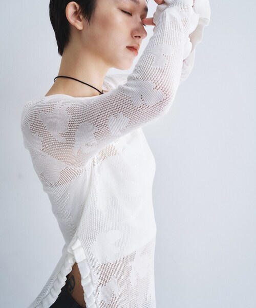 CODE A(コードエー)の「flower mesh pullover(ニット/セーター・レディース・ベージュ系3/ホワイト系4・00)」の5枚目の写真
