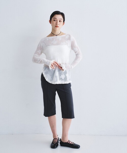 CODE A(コードエー)の「flower mesh pullover(ニット/セーター・レディース・ベージュ系3/ホワイト系4・00)」の6枚目の写真