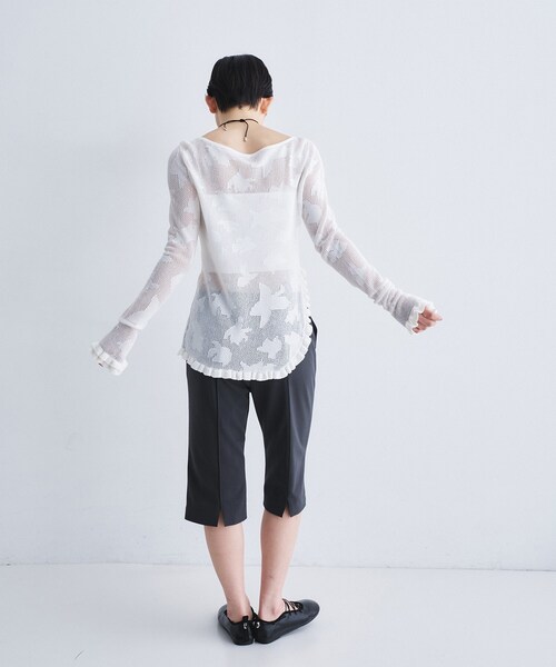 CODE A(コードエー)の「flower mesh pullover(ニット/セーター・レディース・ベージュ系3/ホワイト系4・00)」の7枚目の写真