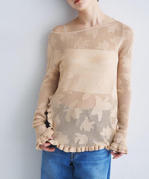 CODE A(コードエー)の「flower mesh pullover(ニット/セーター・レディース・ベージュ系3/ホワイト系4・00)」の8枚目の写真