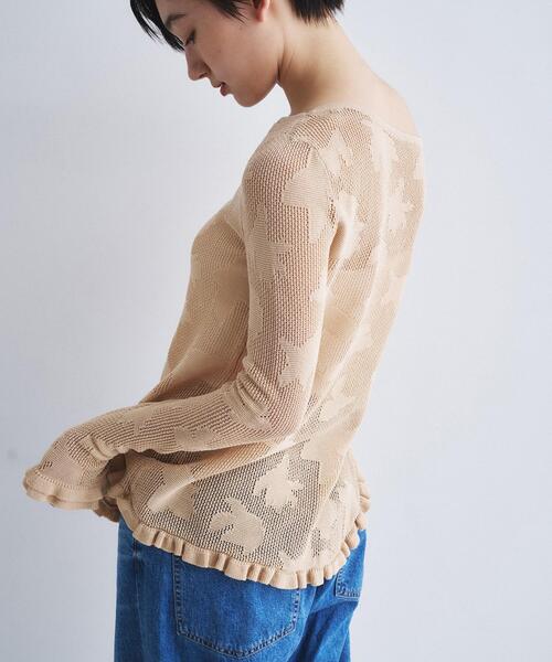 CODE A(コードエー)の「flower mesh pullover(ニット/セーター・レディース・ベージュ系3/ホワイト系4・00)」の9枚目の写真