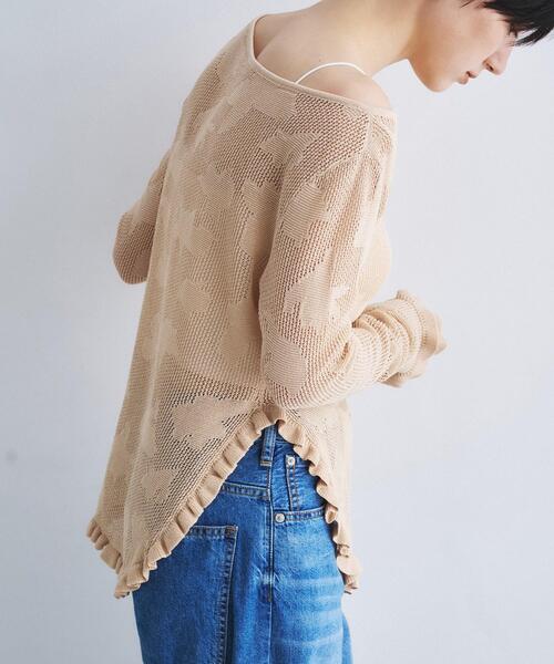 CODE A(コードエー)の「flower mesh pullover(ニット/セーター・レディース・ベージュ系3/ホワイト系4・00)」の10枚目の写真