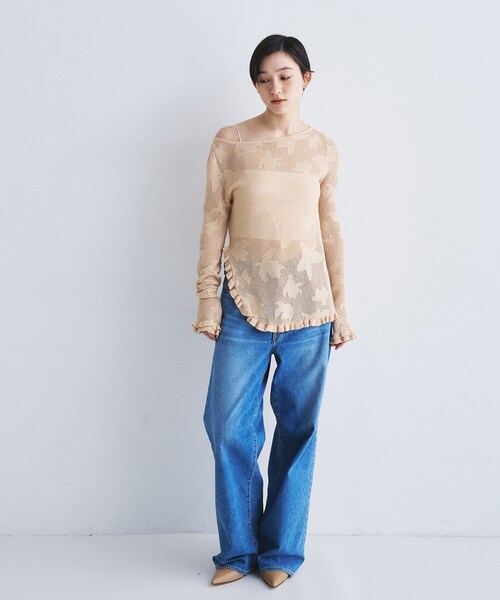 CODE A(コードエー)の「flower mesh pullover(ニット/セーター・レディース・ベージュ系3/ホワイト系4・00)」の11枚目の写真
