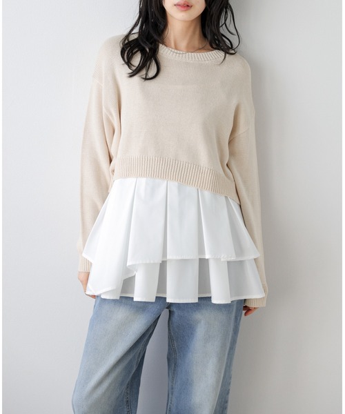 AMELY(エミリー)の「ショートニット×フリルキャミ2点セット(アンサンブル・レディース・グレー/ブラック/ベージュ・フリー)」の3枚目の写真