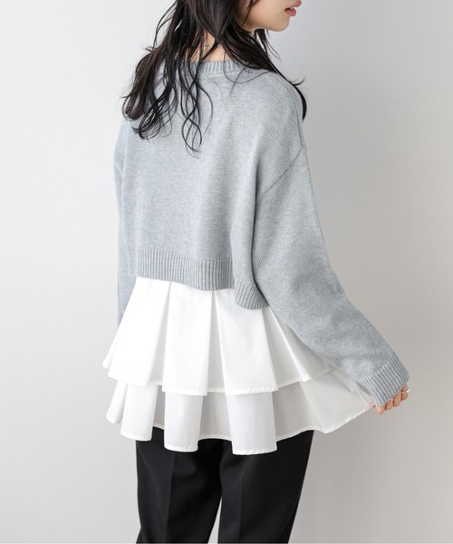 AMELY(エミリー)の「ショートニット×フリルキャミ2点セット(アンサンブル・レディース・グレー/ブラック/ベージュ・フリー)」の11枚目の写真