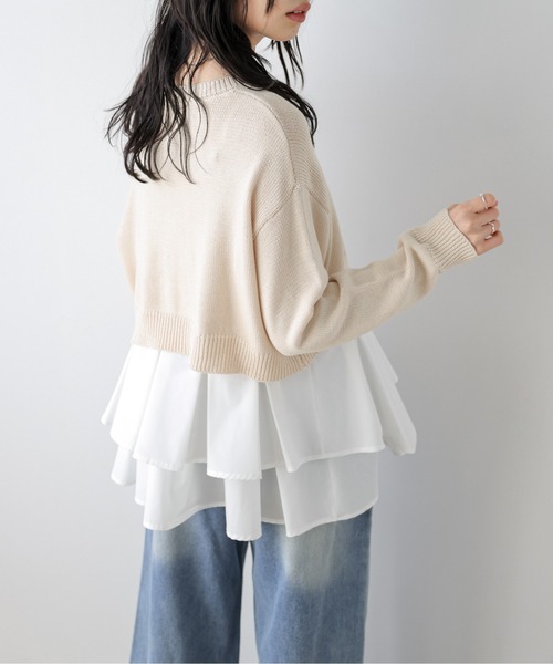 AMELY(エミリー)の「ショートニット×フリルキャミ2点セット(アンサンブル・レディース・グレー/ブラック/ベージュ・フリー)」の13枚目の写真