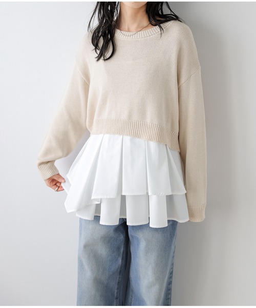 AMELY(エミリー)の「ショートニット×フリルキャミ2点セット(アンサンブル・レディース・グレー/ブラック/ベージュ・フリー)」の14枚目の写真