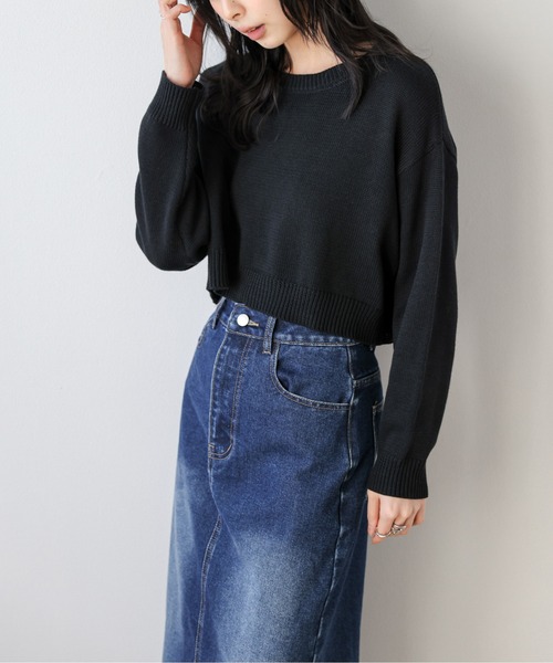 AMELY(エミリー)の「ショートニット×フリルキャミ2点セット(アンサンブル・レディース・グレー/ブラック/ベージュ・フリー)」の8枚目の写真
