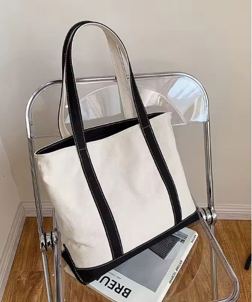 ammy.(エイミードット)の「【 ammy. / エイミードット 】 カラー パイピング キャンバス トートバッグ(トートバッグ・レディース・ブラウン/グリーン/レッド/ブラック・FREE)」の1枚目の写真