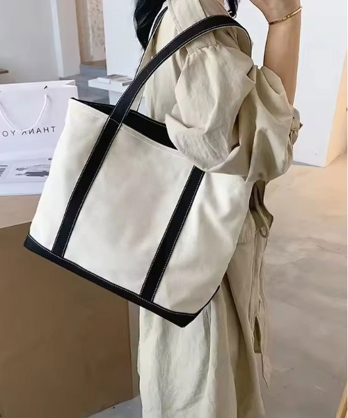 ammy.(エイミードット)の「【 ammy. / エイミードット 】 カラー パイピング キャンバス トートバッグ(トートバッグ・レディース・ブラウン/グリーン/レッド/ブラック・FREE)」の7枚目の写真