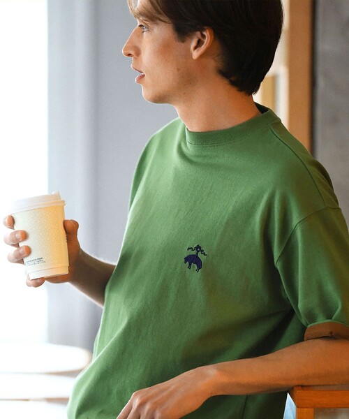 BROOKS BROTHERS（ブルックスブラザーズ）の「◆オンラインストア限定◆USAコットンジャージー　ビッグGFロゴ　Tシャツ（Tシャツ/カットソー・メンズ・グリーン/ブラウン・LARGE/MEDIUM/SMALL）」の4枚目の写真