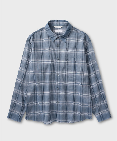 NONBLANK(ノンブランク)の「クラウドコットンチェックLSシャツ_BLUE(シャツ/ブラウス・メンズ・ブルー・MEDIUM/LARGE/X-LARGE)」の1枚目の写真
