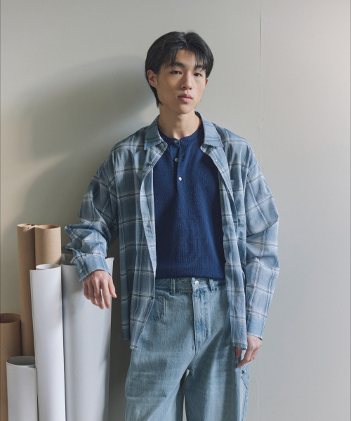 NONBLANK(ノンブランク)の「クラウドコットンチェックLSシャツ_BLUE(シャツ/ブラウス・メンズ・ブルー・MEDIUM/LARGE/X-LARGE)」の10枚目の写真