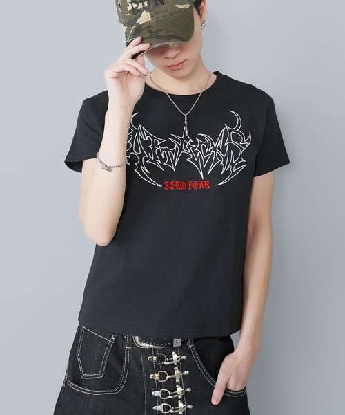 短丈半袖トライバル刺繍ロゴTシャツ（Tシャツ/カットソー）｜SPINNS