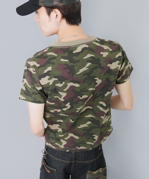 短丈半袖トライバル刺繍ロゴTシャツ（Tシャツ/カットソー）｜SPINNS
