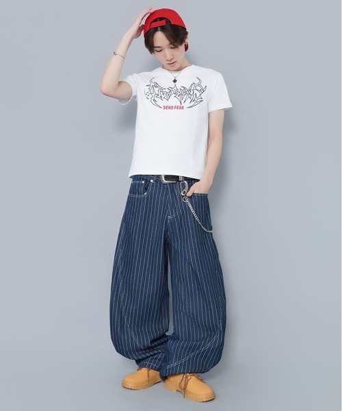 SPINNS（スピンズ）の「短丈半袖トライバル刺繍ロゴTシャツ（Tシャツ/カットソー・メンズ・ホワイト/ブラック/ブラック系その他/ウッドランド・ONESIZE）」の11枚目の写真