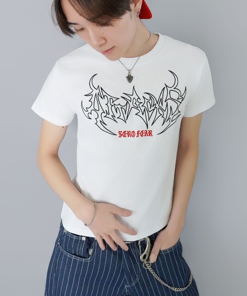 SPINNS（スピンズ）の「短丈半袖トライバル刺繍ロゴTシャツ（Tシャツ/カットソー・メンズ・ホワイト/ブラック/ブラック系その他/ウッドランド・ONESIZE）」の14枚目の写真
