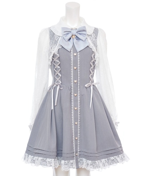 Secret Honey（シークレットハニー）の「レースボレロ風サイドレースアップワンピース（ワンピース・レディース・グレー/ブラック・MEDIUM）」の8枚目の写真