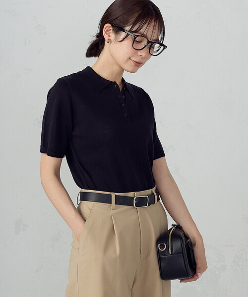 COMME CA ISM（コムサイズム）の「ニットポロ（ニット/セーター・レディース・ダークネイビー/アイボリー/グレー・LARGE/MEDIUM）」の6枚目の写真