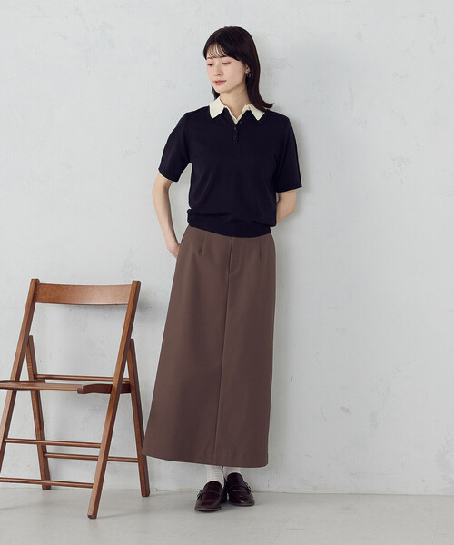 COMME CA ISM（コムサイズム）の「ニットポロ（ニット/セーター・レディース・ダークネイビー/アイボリー/グレー・LARGE/MEDIUM）」の7枚目の写真