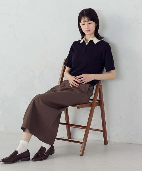 COMME CA ISM（コムサイズム）の「ニットポロ（ニット/セーター・レディース・ダークネイビー/アイボリー/グレー・LARGE/MEDIUM）」の8枚目の写真