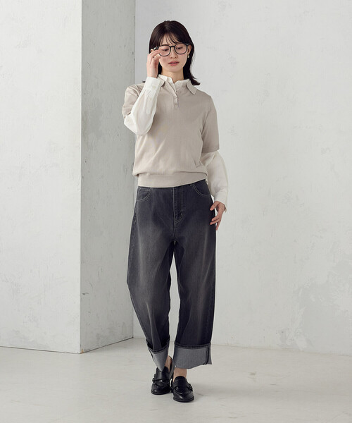 COMME CA ISM（コムサイズム）の「ニットポロ（ニット/セーター・レディース・ダークネイビー/アイボリー/グレー・LARGE/MEDIUM）」の20枚目の写真
