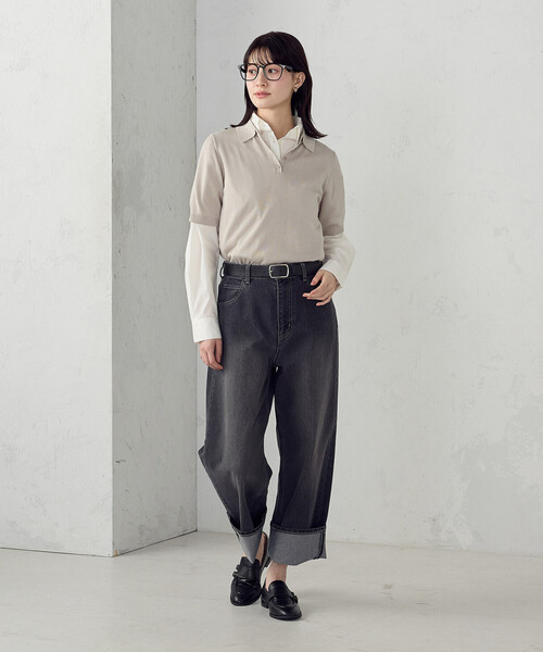 COMME CA ISM（コムサイズム）の「ニットポロ（ニット/セーター・レディース・ダークネイビー/アイボリー/グレー・LARGE/MEDIUM）」の21枚目の写真