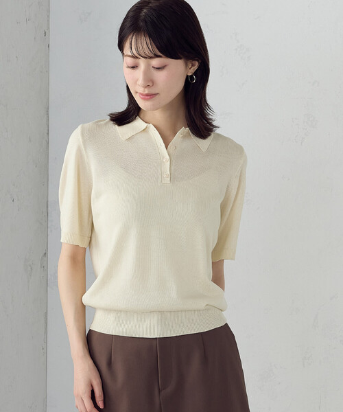 COMME CA ISM（コムサイズム）の「ニットポロ（ニット/セーター・レディース・ダークネイビー/アイボリー/グレー・LARGE/MEDIUM）」の15枚目の写真